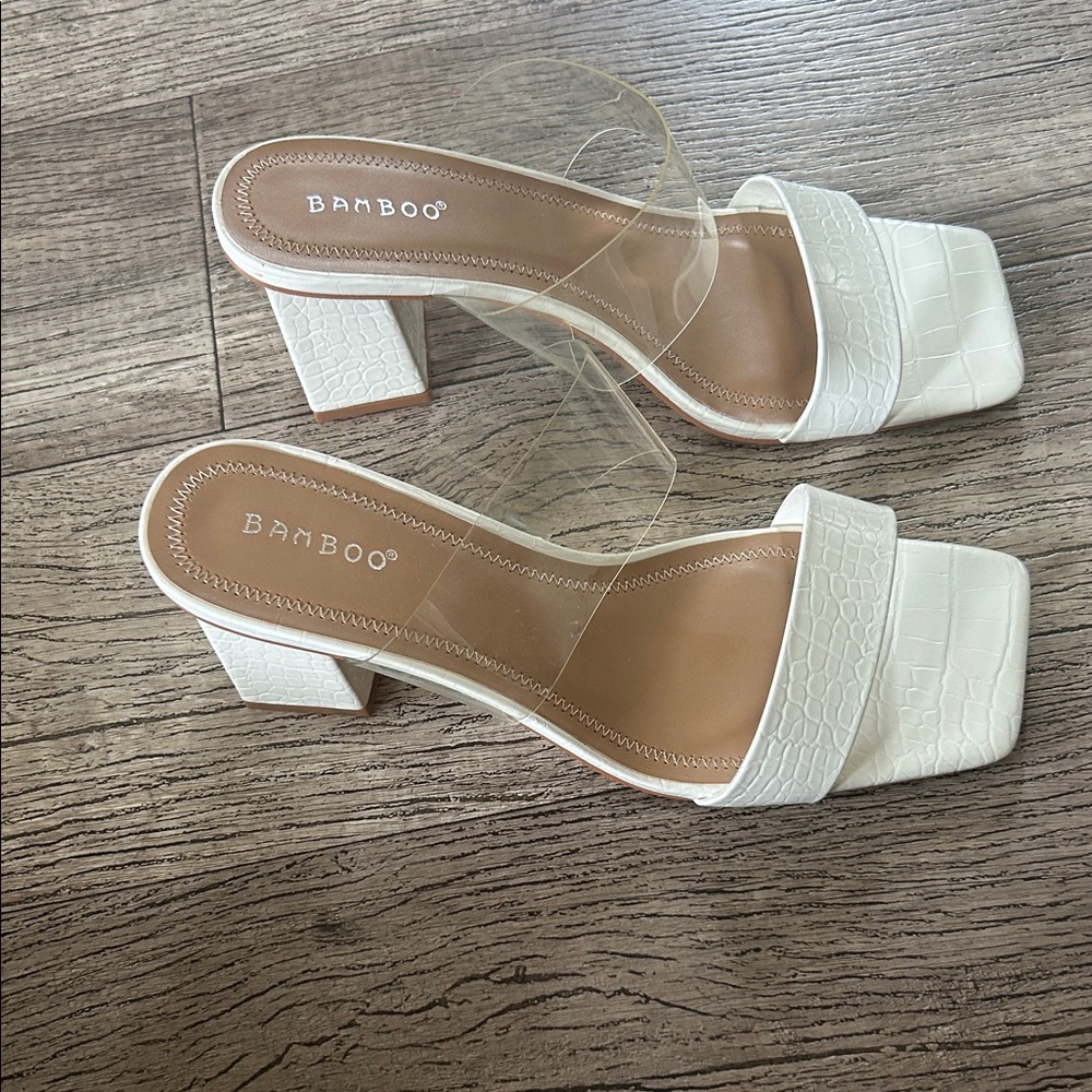BAMBOO White Croc-Embossed Heels - Picture 4 of 12